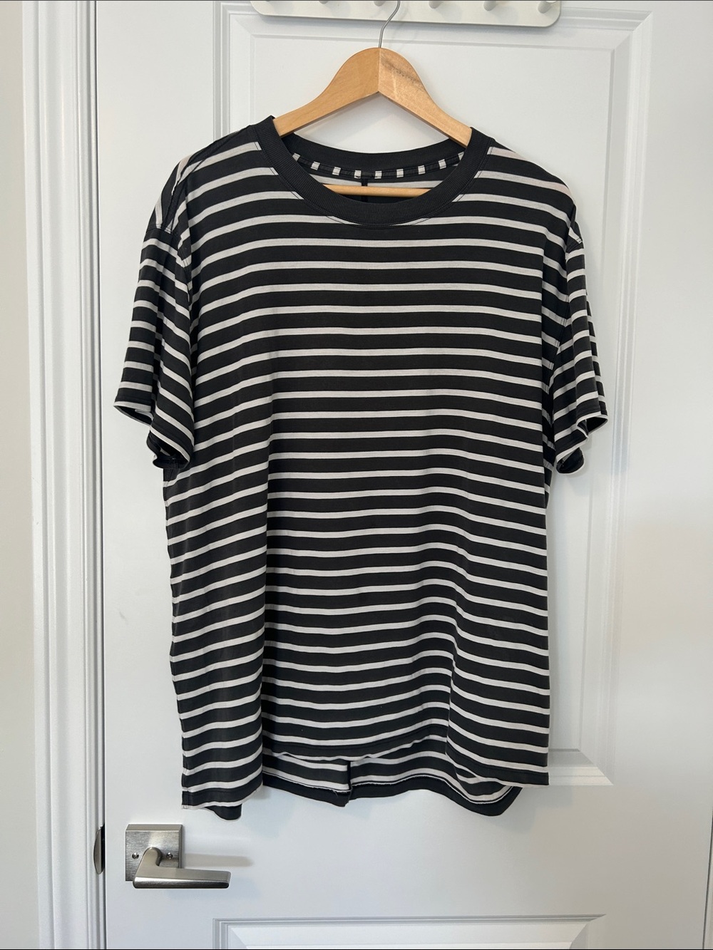 lululemon athletica Black and White Striped Short Sleeve Tee